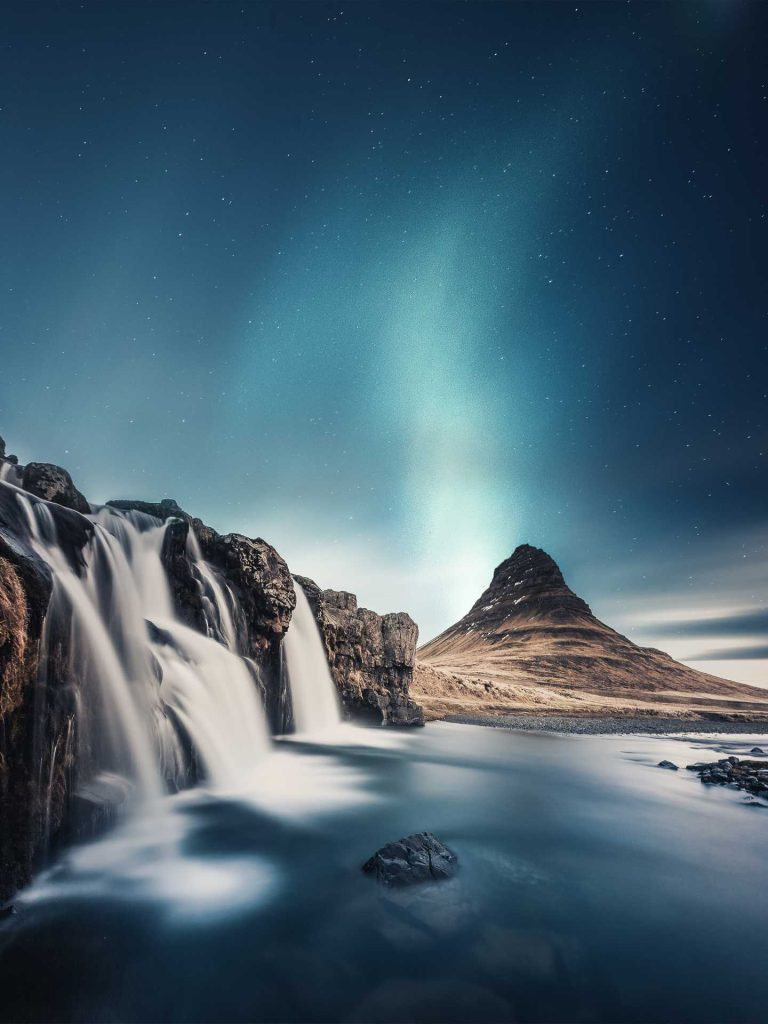 Kirkjufellsfoss Waterfalls and Kirkjufell in Iceland